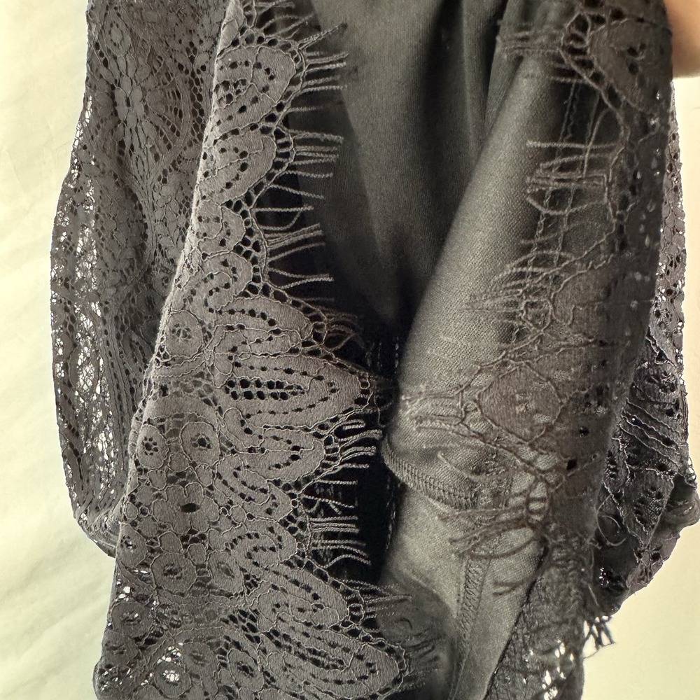 Elegant High Neck Short Sleeve Lace BLACK Dress Sz 12 Holiday Whimsigoth NWT - Picture 10 of 12